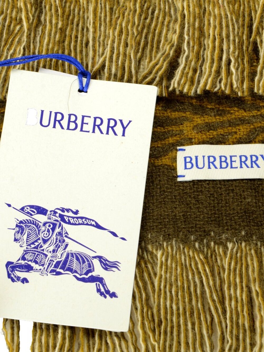 Burberry "MU B Shield Graphic Scf" Loch Wool Cashmere Scarf - Picture 3 of 4